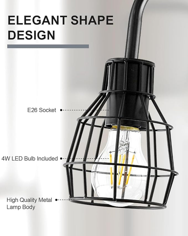 Oneach 63.75" Industrial Floor Lamp Modern Black Floor Lamp with Footswitch Metal Reading Tall Pole Light with 4W LED Bulb Standing Tall Lamp for Living Room Bedroom Office E26 Base - LeafyLoom