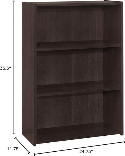 Monarch Specialties I BOOKCASE-36 H/Cappuccino with 3 Shelves Bookcase, Brown - LeafyLoom