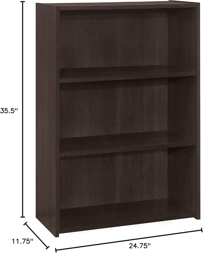 Monarch Specialties I BOOKCASE-36 H/Cappuccino with 3 Shelves Bookcase, Brown - LeafyLoom