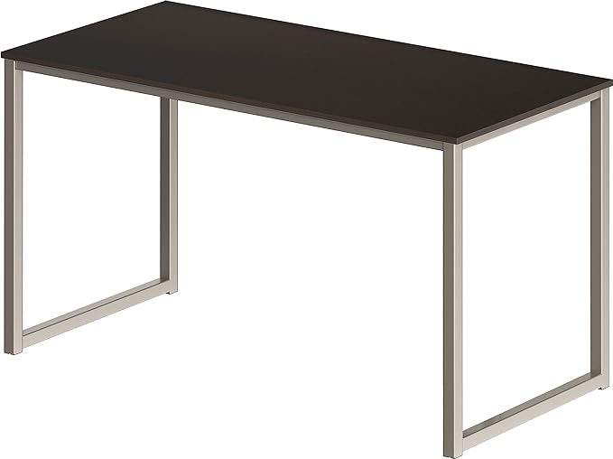 SHW Home Office 48-Inch Computer Desk, Silver/Espresso - LeafyLoom