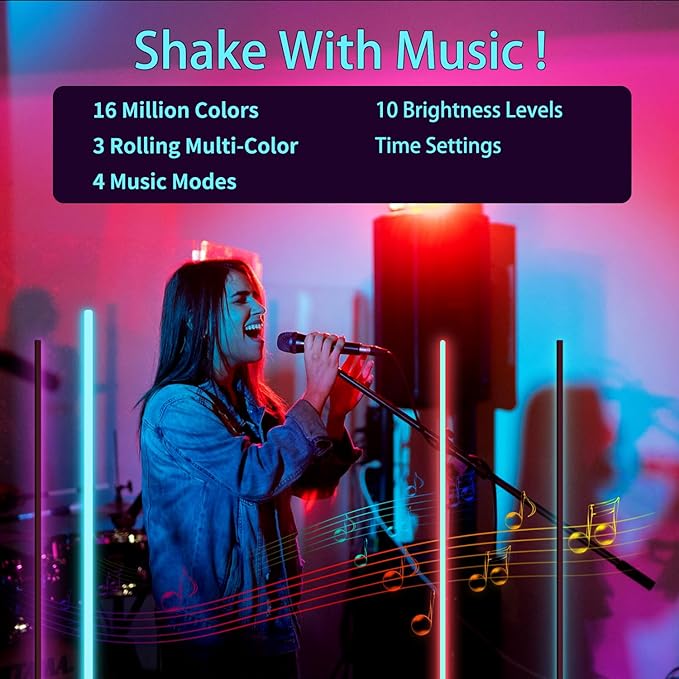 Bodun RGB Corner Floor Lamp 56 inches Smart LED Mood Lighting Bar Ambient Light Tower with Music Sync Floor Lamps for Living Room Remote Control Color Changing - LeafyLoom