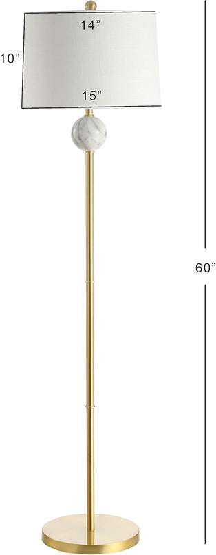 JONATHAN Y JYL1093A Vaughn 60" Modern Metal/Resin LED Floor Lamp Classic,Glam,Transitional for Bedrooms, Living Room, Office, Reading, BrassGold/White - LeafyLoom