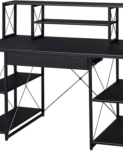 Acme Amiel Wooden 1-Drawer Writing Desk with Small Hutch in Black - LeafyLoom