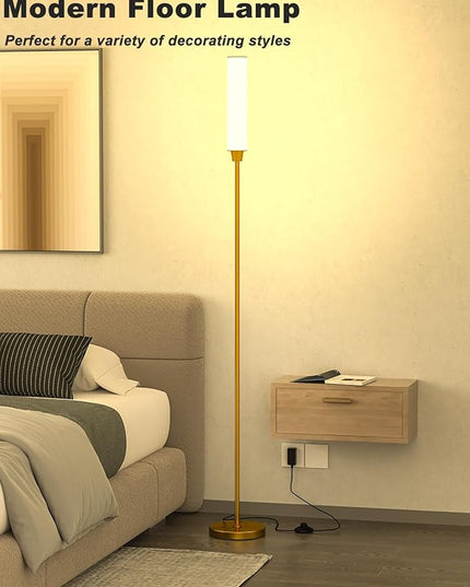 Floor Lamps for Living Room, Upgrade Moder Floor Lamp with Remote Control, Full Range Dimming Minimalist Standing Lamp Perfect for Living Room, Bedrooms and Office(Copper) - LeafyLoom