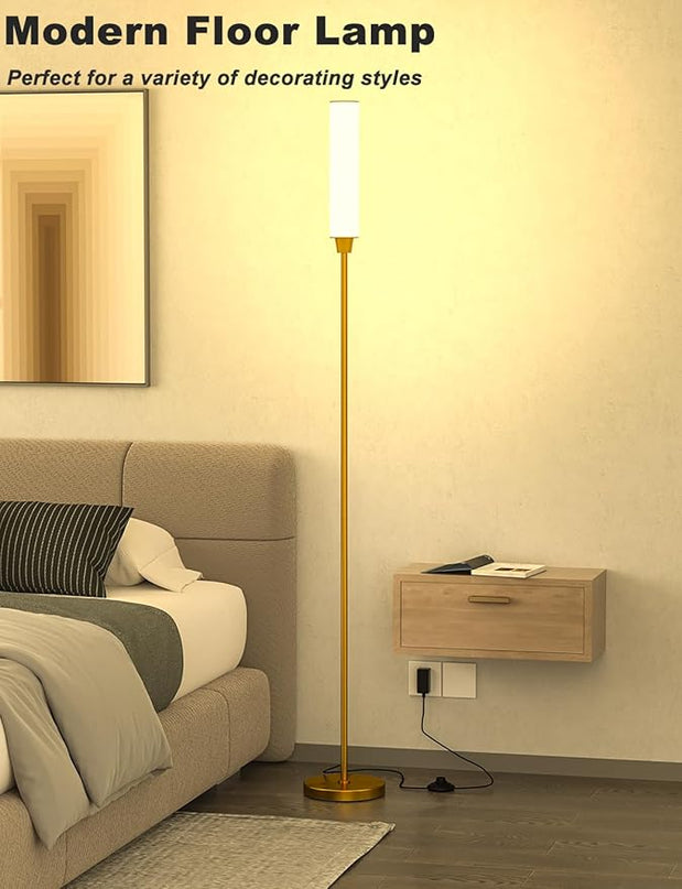 Floor Lamps for Living Room, Upgrade Moder Floor Lamp with Remote Control, Full Range Dimming Minimalist Standing Lamp Perfect for Living Room, Bedrooms and Office(Copper) - LeafyLoom