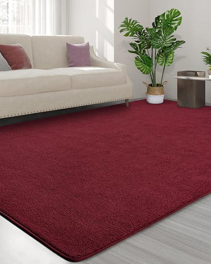 Area Rugs for Bedroom Living Room, 4x6 Rose Red Super Soft Comfy Thickened Memory-Foam Indoor Carpets, Modern Aesthetic Minimalist Carpet for Boys Girls Adults Apartment Nursery Home Décor - LeafyLoom