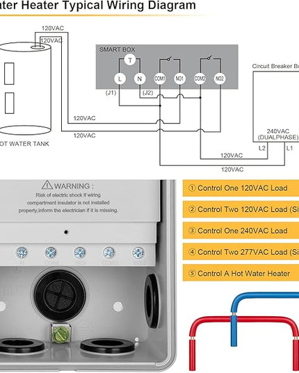 SURAIELEC WiFi Pool Timer, 40 AMP, 1HP 120V, 2HP 240V, Outdoor Indoor Smart Switch, Heavy Duty Pool Controller Light Timer Box for Pump, Water Heater, Spa, Powerful Electrical Appliances SURAIELEC