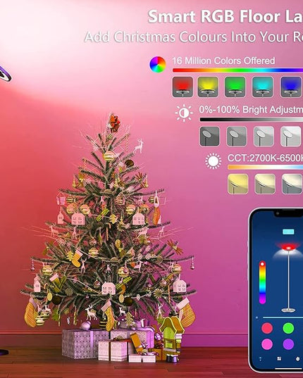Keepsmile Double Side Lighting Led Floor Lamp with Remote Smart App 36W/2600LM Bright Tall Standing RGB Floor Lamp Angle Multicolor Dimmable Modern Floor Lamps for Livingroom Bedroom Office - LeafyLoom