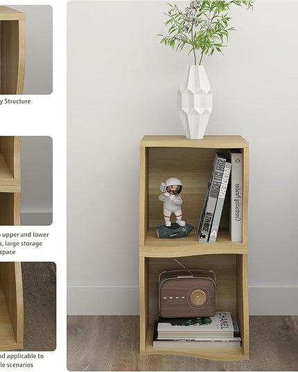 ECYIL Double Layered Independent Storage Rack, Full Circular Color Blocking Bookshelf, Suitable for Home, Office, Living Room, etc (nature1) - LeafyLoom