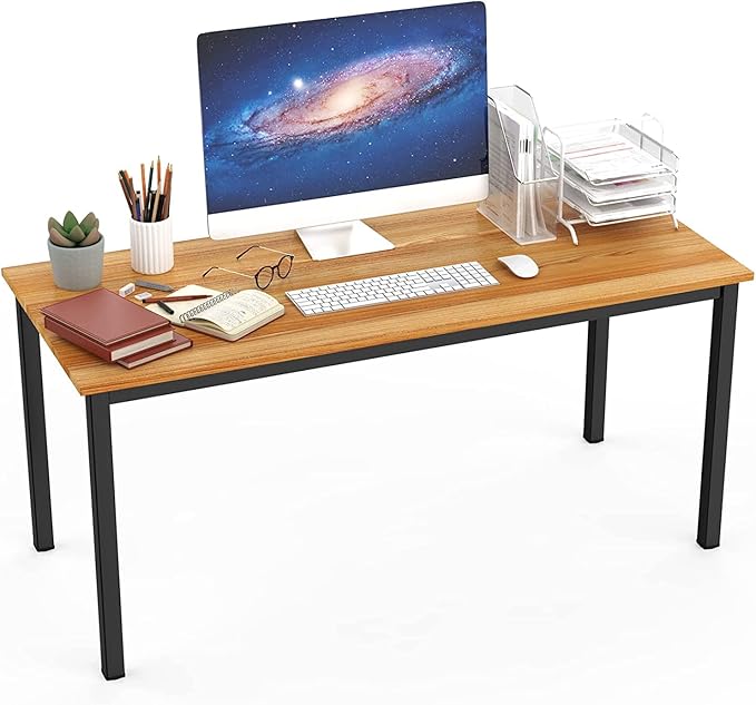 SogesGame Computer Desk,63 inch Desk& Workstations for Home Office, Writing Study Corner Desk,Modern Simple Style Laptop Table,Easy to Assemble, Teak Black - LeafyLoom