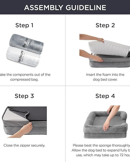 Bedsure Cat Beds for Indoor Cats - Washable Bolster Dog Sofa Beds for Extra Small Dogs, Supportive Foam Pet Couch Bed with Removable Washable Cover, Waterproof Lining and Nonskid Bottom, Grey BEDSURE