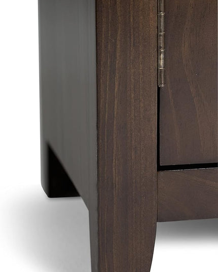 SIMPLIHOME Cosmopolitan SOLID WOOD Universal TV Media Stand, 72 inch Wide, Contemporary, Living Room Entertainment Center with Storage, for Flat Screen TVs up to 80 inches in Mahogany Brown - LeafyLoom