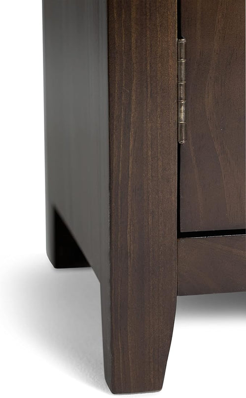SIMPLIHOME Cosmopolitan SOLID WOOD Universal TV Media Stand, 72 inch Wide, Contemporary, Living Room Entertainment Center with Storage, for Flat Screen TVs up to 80 inches in Mahogany Brown - LeafyLoom