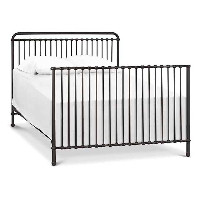 Namesake Winston 4-in-1 Convertible Metal Crib in Vintage Iron, Greenguard Gold Certified - LeafyLoom