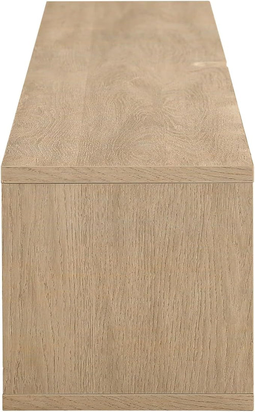 Walker Edison Modern Rattan Flip-Down-Door Wall-Mounted Floating Stand for TVs up to 80 Inches, 70 Inch, Coastal Oak - LeafyLoom