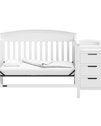 Graco Benton 4-in-1 Convertible Crib and Changer (White) – Crib and Changing Table Combo, Includes Water-Resistant Changing Pad, 3 Drawers, Converts to Toddler Bed, Daybed and Full-Size Bed - LeafyLoom
