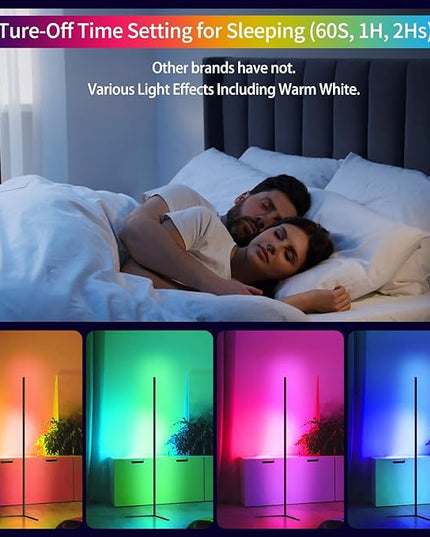 Bodun RGB Corner Floor Lamp 56 inches Smart LED Mood Lighting Bar Ambient Light Tower with Music Sync Floor Lamps for Living Room Remote Control Color Changing - LeafyLoom