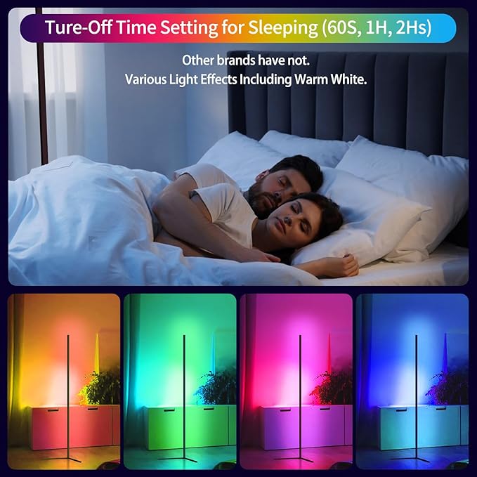 Bodun RGB Corner Floor Lamp 56 inches Smart LED Mood Lighting Bar Ambient Light Tower with Music Sync Floor Lamps for Living Room Remote Control Color Changing - LeafyLoom