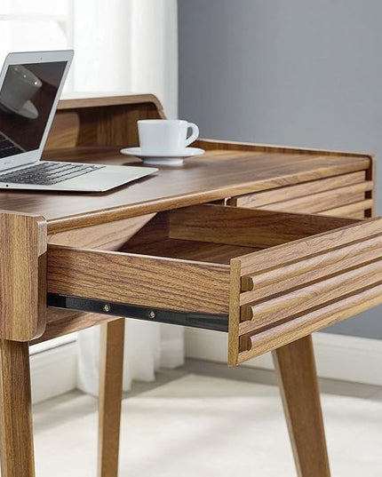 Modway Render Mid-Century Modern Writing Desk in Walnut - LeafyLoom