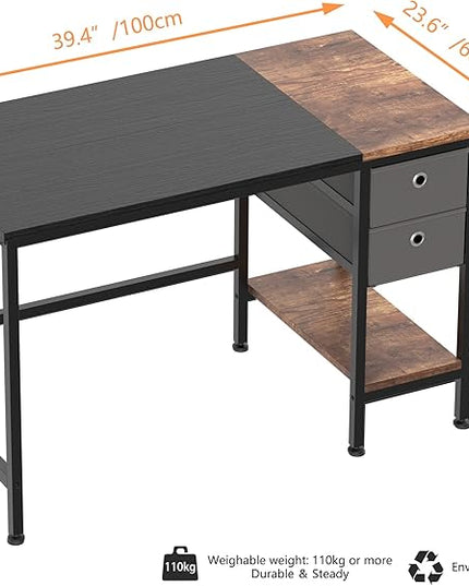 HOMIDEC Office Desk, Computer Desk with Drawers 40" Study Writing Desks for Home with Storage Shelves, Desks & Workstations for Home Office Bedroom - LeafyLoom
