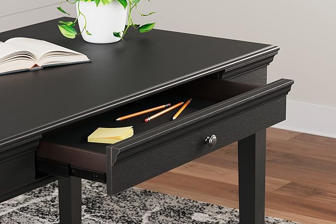 Signature Design by Ashley Beckincreek Classic Home Office Small Leg Desk with 1 Drawer and USB Ports, Black - LeafyLoom