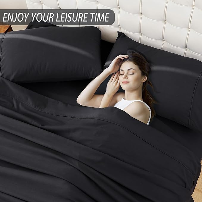 Full Sheet Set - 4 Piece Soft Breathable Bed Sheets for Full Size Bed, Extra Deep Pocket Lxuury Brushed Sheets, Cooling Hotel Bedding Sheets and Pillowcases, Wrinkle Free Oeko-Tex Sheets - LeafyLoom