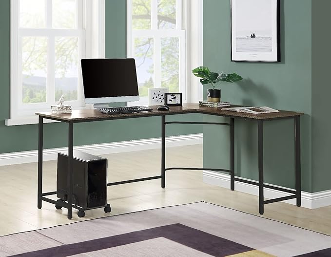 NicBex Kimberly-DW-00035-LWJ Home Office Desks, 66"x47"x30", Oak - LeafyLoom