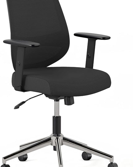 Branch Daily Chair - Computer Office Chair with Swivel, Lumbar Rest, and Adjustable Armrests - Sustainable, Stylish Mesh, & Adjustable Armrests - Comfortable Seating for Improved Posture - Black - LeafyLoom