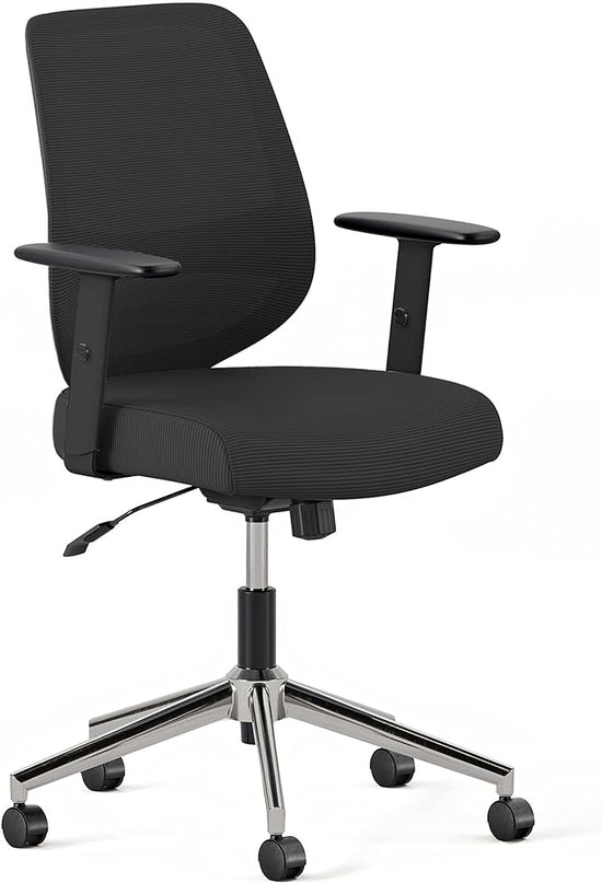 Branch Daily Chair - Computer Office Chair with Swivel, Lumbar Rest, and Adjustable Armrests - Sustainable, Stylish Mesh, & Adjustable Armrests - Comfortable Seating for Improved Posture - Black - LeafyLoom
