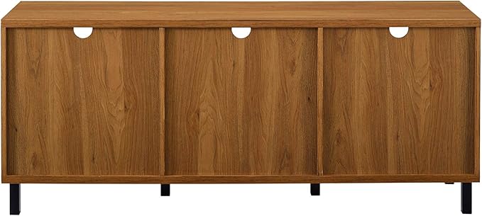 Walker Edison Modern Wood TV Stand with Slat Doors for TV's up to 65" Flat Screen Living Room Storage Cabinet Doors and Shelves Entertainment Center, 58 Inch, English Oak - LeafyLoom