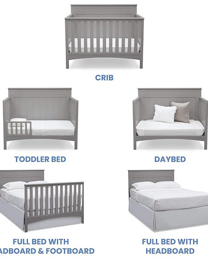 Delta Children Fancy 4-in-1 Convertible Baby Crib - Greenguard Gold Certified, Grey - LeafyLoom