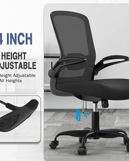 Office Chair, Ergonomic Desk Chair with Adjustable Lumbar Support, High Back Mesh Computer Chair with Flip-up Armrests-BIFMA Passed Task Chairs, Executive Chair for Home Office - LeafyLoom