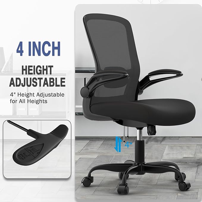 Office Chair, Ergonomic Desk Chair with Adjustable Lumbar Support, High Back Mesh Computer Chair with Flip-up Armrests-BIFMA Passed Task Chairs, Executive Chair for Home Office - LeafyLoom