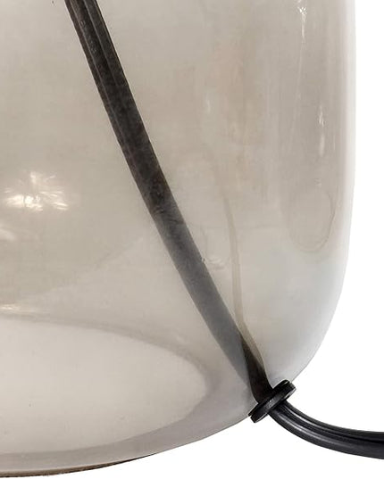 Simple Designs LT2064-SMG Smoke Gray Glass Table Lamp with Gray Fabric Shade - LeafyLoom