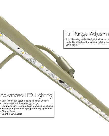 Cocoweb 19" Grand Piano Lamp - Adjustable, Antique Brass Finish, LED Clip-on with Dimmer - GPLED19ABD - LeafyLoom