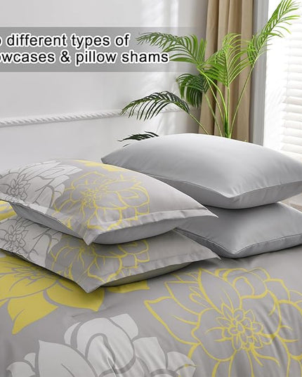 Yellow Comforter Set King 7 Piece Bed in a Bag Yellow Floral Comforter with Sheet Set Soft Micorfiber Reversible Bedding Set (1 Comforter,2 Pillow Shams,1 Flat Sheet,1 Fitted Sheet,2 Pillowcases) - LeafyLoom