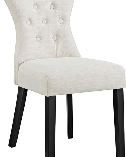 Modway Silhouette Modern Tufted Upholstered Fabric Parsons Kitchen and Dining Room Chair in Beige - LeafyLoom