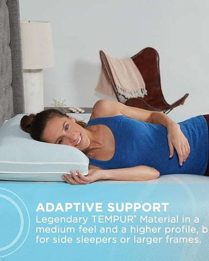 TEMPUR-ProForm + Cooling ProHi Pillow, Memory Foam, Queen, 5-Year Limited Warranty,Blue - LeafyLoom