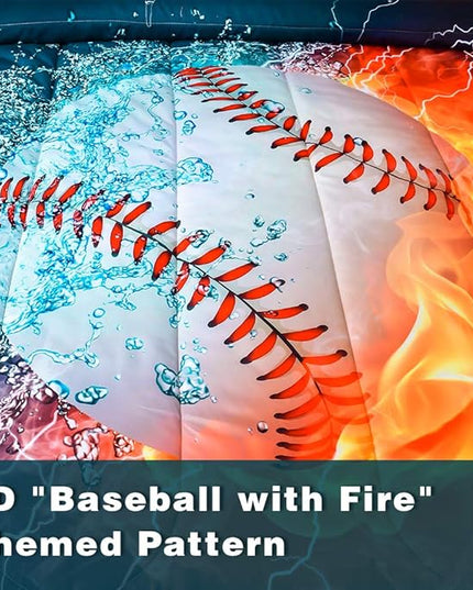 Andency Baseball Comforter Set Queen(90x90 Inch), 3 Pieces(1 Baseball Comforter, 2 Pillowcases) Sport Microfiber Comforter Set Bedding Set for Kids Boys Teens - LeafyLoom