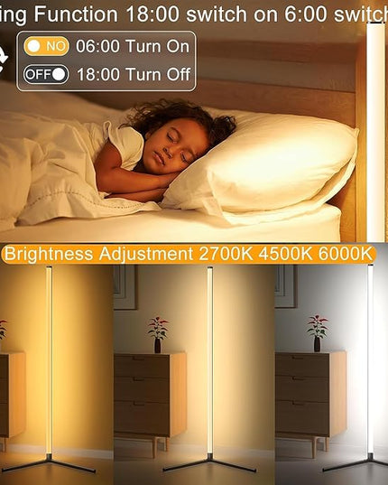 Buyya Smart LED Floor Lamp: 65 Inch RGB Corner Lamp 16 Million Colour Changing Corner Light Music Sync DIY Mode with APP/Remote Control Standing Lamps for Living Room Bedroom Decoration - LeafyLoom