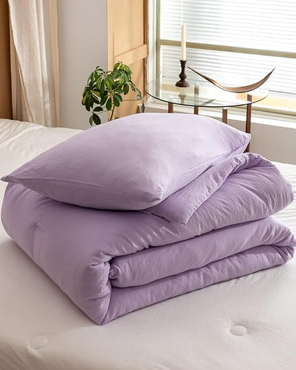 ROSGONIA Lavender Comforter Set Queen, 3pcs(1 Boho Purple Comforter & 2 Pillowcases) All Season Soft Bedding Lightweight Bedspread Blanket Quilt - LeafyLoom