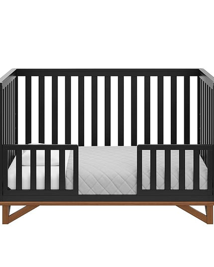 Storkcraft Santa Monica 5-in-1 Convertible Crib (Black with Vintage Driftwood) – GREENGUARD Gold Certified, Modern Design, Two-Tone Baby Crib, Converts to Toddler Bed, Daybed and Full-Size Bed - LeafyLoom