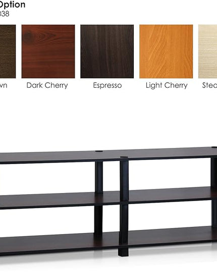 Furinno Turn-S-Tube No Tools 3-Tier Entertainment TV Stands, Dark Cherry and Black - LeafyLoom