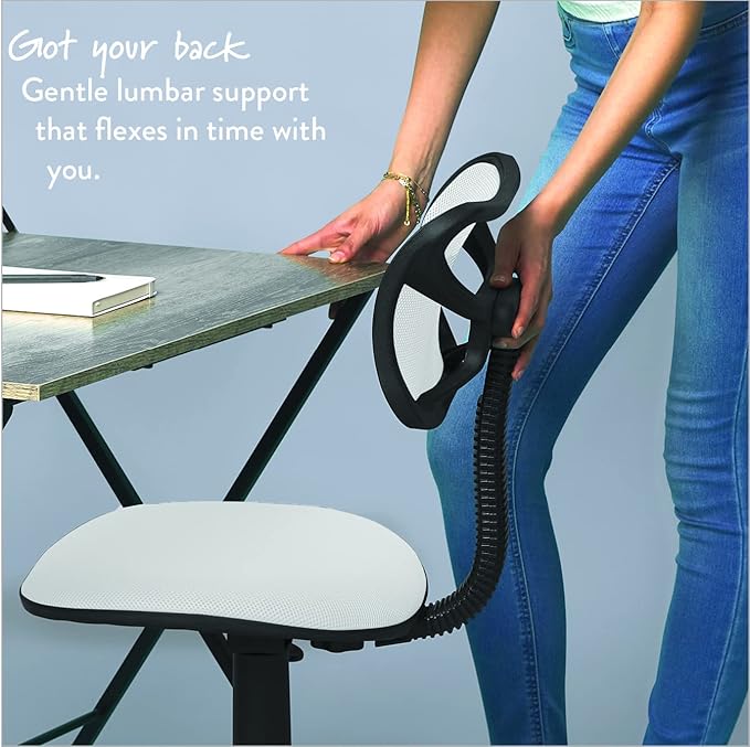 Swivel Mesh Desk Chair, 21D x 21W x 33H in, White - LeafyLoom