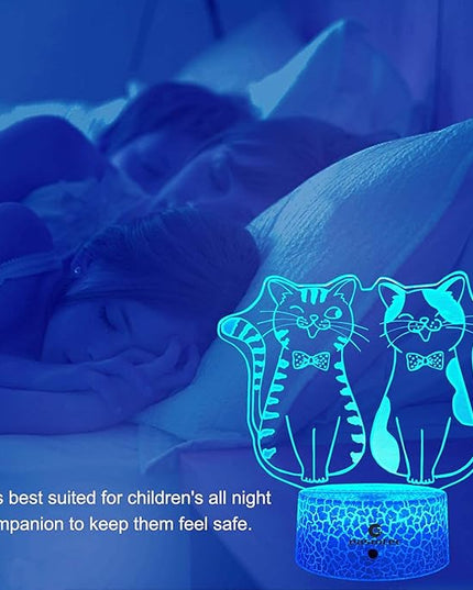 easuntec Cat Gifts for Cat Lovers Cat Lamp with Remote & Smart Touch 7 Colors + 16 Colors Changing Dimmable Cat Gifts 4 5 6 7 8 Year Old Girl Gifts (2Cat 16WT) - LeafyLoom