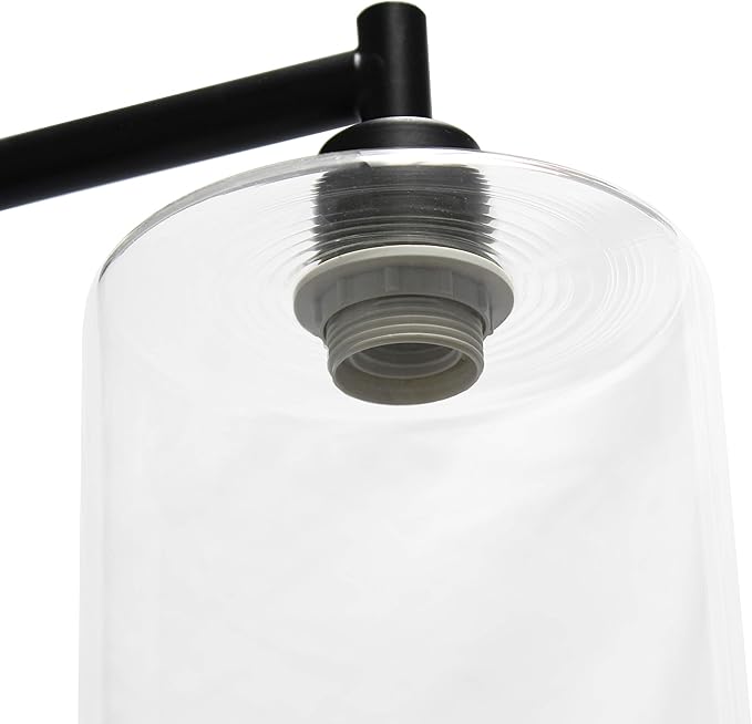 Simple Designs LF1036-BLK Antique Style Industrial Iron Lantern Floor Lamp with Glass Shade, Black 12 x 10 x 63 - LeafyLoom