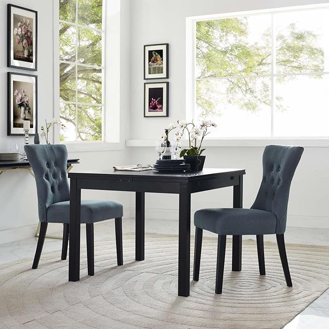 Modway Silhouette Modern Tufted Upholstered Fabric Parsons Two Dining Chairs in Gray - LeafyLoom