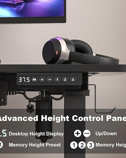 Electric Standing Desk Height Adjustable - 40 x 24 Inches Sit Stand up Desk & Memory Preset Ergonomic Rising Desks for Work, Home Office Workstation Gaming Rising Desk Study Table - LeafyLoom