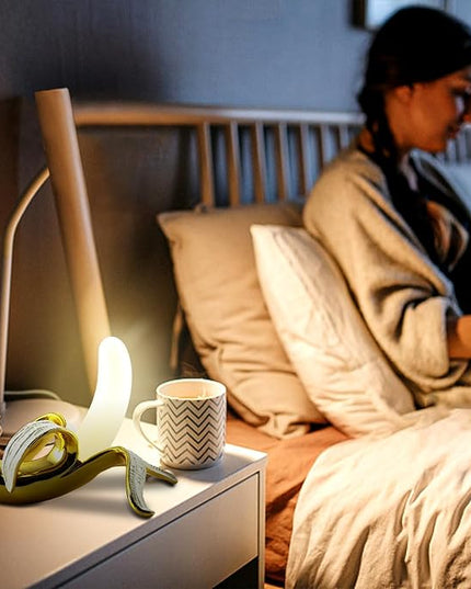 Modern Banana Table Lamp, Desk Lamp,Led Night Light Plating Resin Banana Lighting Fixture for Living Room, Bedroom,Home Office,Kids Room(Lying-Plated) - LeafyLoom