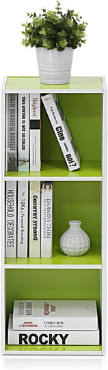 Furinno Pasir 3-Tier Open Shelf Bookcase, White/Green 11003WH/GR - LeafyLoom